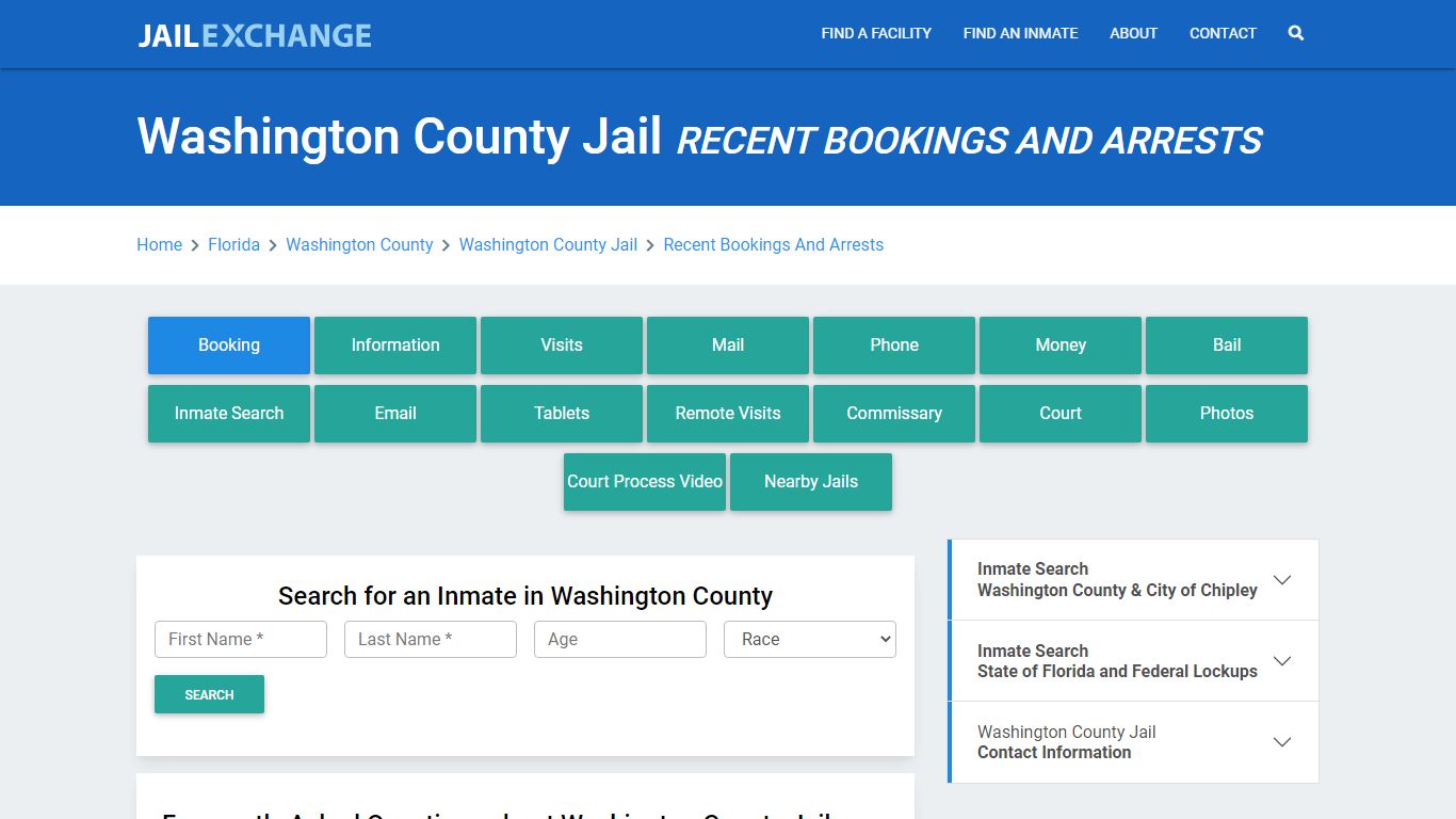 Washington County Jail FL Recent Arrests and Bookings